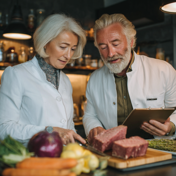 Група старших людей практикує йогу на природі